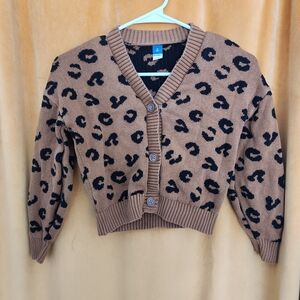 Leopard Print Brown Cardigan Sweater